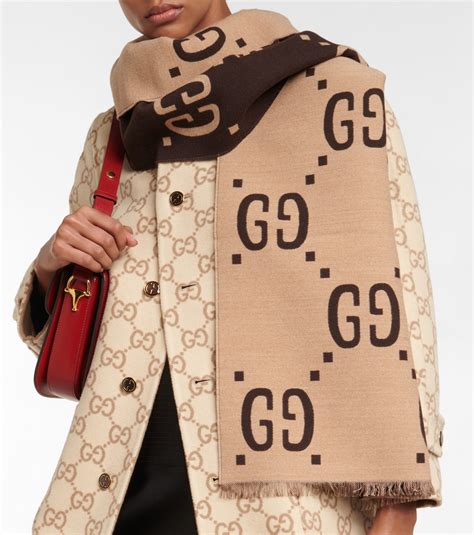 gg jacquard wool silk scarf